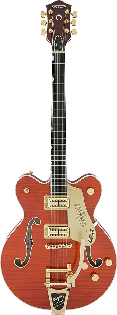 G6620TFM Players Edition Nashville® Center Block Double-Cut with String-Thru Bigsby® Filter`Tron™ Pickups, Tiger Flame Maple, Orange Stain by Gretsch Guitars
