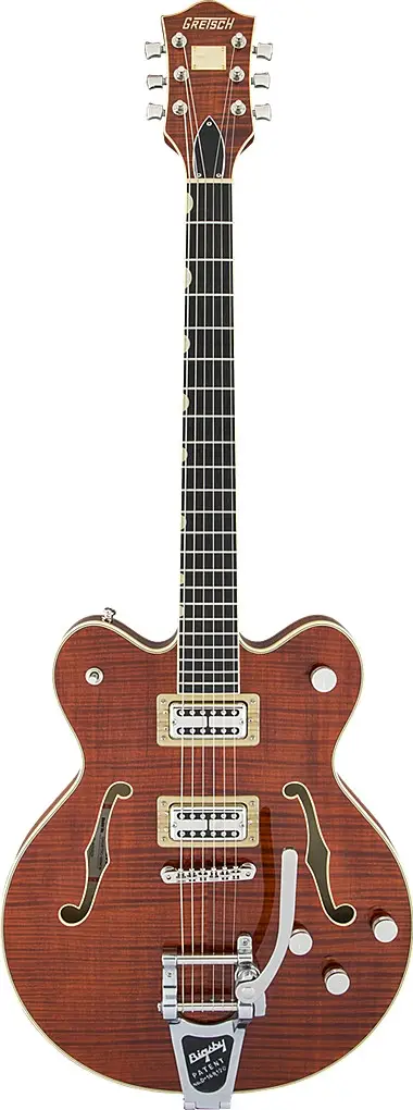 G6609TFM Players Edition Broadkaster® Center Block Double-Cut with String-Thru Bigsby®, USA Full`Tron™ Pickups, Tiger Flame Maple by Gretsch Guitars