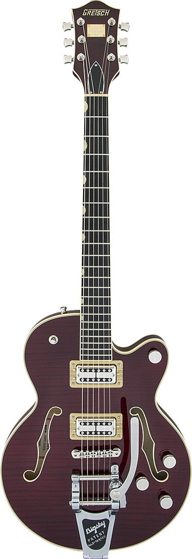 G6659TFM Players Edition Broadkaster® Jr. Center Block Single-Cut with String-Thru Bigsby®, USA Full`Tron™ Pickups, Tiger Flame Maple, Dark Cherry Stain by Gretsch Guitars