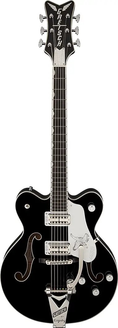 G6139T-CBDCSL White Falcon Center Block w/Bigsby, Double Cutaway, Ebony Fingerboard, Black by Gretsch Guitars