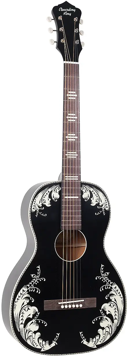 RPS-7L-MBK Recording King Dirty 30`s Series 7 Single 0 Acoustic Guitar, Matte Black by Recording King